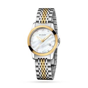 Gucci Womens YA126513 Ladies Watch – Silver & Gold Stainless Steel – One Size
