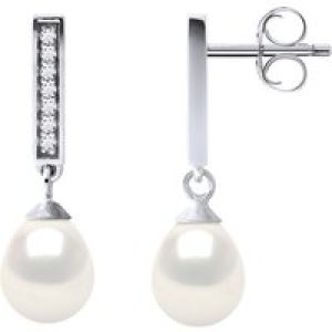 Diadema Womens – Earrings  Real Freshwater Pearls – White Silver – One Size