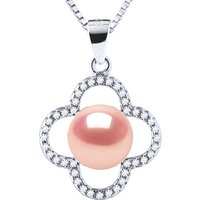 Diadema Womens CLOVER Necklace Freshwater Pearl 9-10 mm Pink 925 Silver - One Size - Image 2