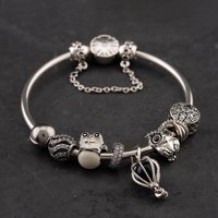 Pre-Owned Pandora Silver Multi Stone 9 Assorted Bead 19cm Plain Bangle 41251293 - Image 2