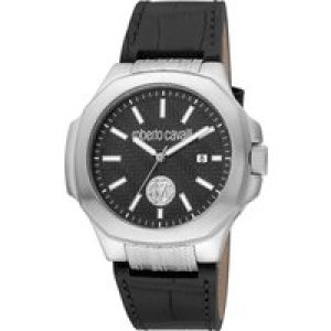 Roberto Cavalli RC5G050L0025 Mens Quartz Stainless Steel Grey Leather 10 ATM 41 mm Watch – One Size