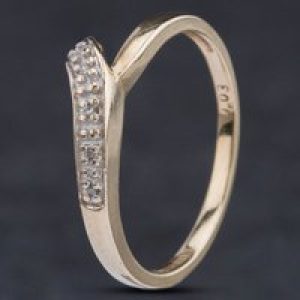 Pre-Owned 9ct Yellow Gold Diamond Fancy Wishbone Ring 4167853
