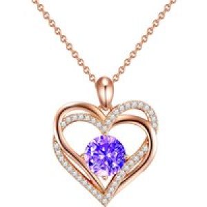 Rafaela Donata Womens Necklace with pendant sterling silver rose gold embellished swarovski crystals violet zirconia – Size 40cm
