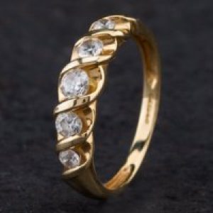 Pre-Owned 14ct Yellow Gold Cubic Zirconia Five Stone Ring 4110707
