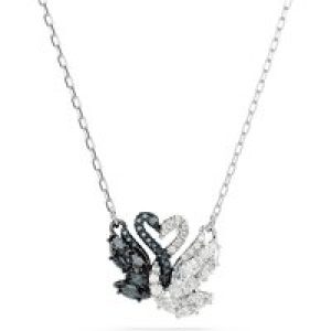 Swarovski Swan Rhodium Plated Black White Blended Lower Necklace