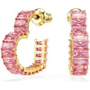 Swarovski Matrix Gold Center Form Purple Baguette Crystal Hoop Earrings