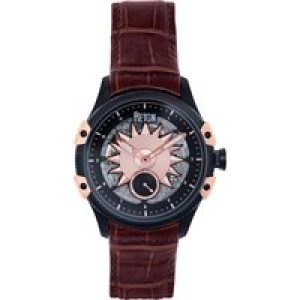 Reign Mens Solstice Computerized Semi-Skeleton Watch – Brown Stainless Metal – One Dimension
