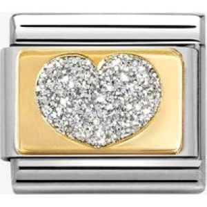 Nomination CLASSIC Stainless Steel & 18ct Yellow Gold Glitter Heart Charm 030224/09