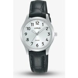 Lorus Black Leather Strap White Watch RRX19JX9