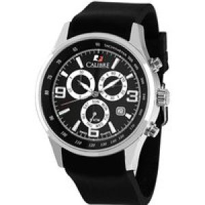 Calibre Mens Mauler Swiss Made Movement Watch Black Silicone Strap Grey Dial – One Size