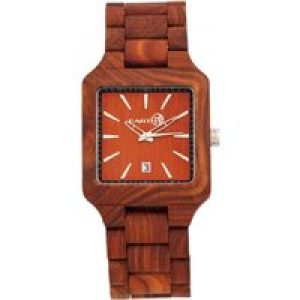 Earth Wood Unisex Arapaho Bracelet Watch w/Date – Red – One Size
