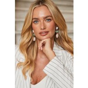 Sosandar Womens Gold Multi Coloured Stone Drop Earrings – One Size