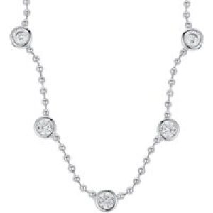 August Woods Silver Crystal Bezel Beaded Chain Necklace