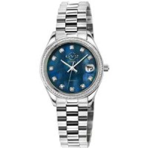 Gv2 Womens Turin Diamond 12429B Blue MOP Dial Swiss Quartz Watch – Silver Stainless Steel – One Size