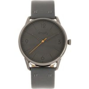 Simplify Unisex The 6300 Leather-Band Watch – Charcoal Stainless Steel – One Size