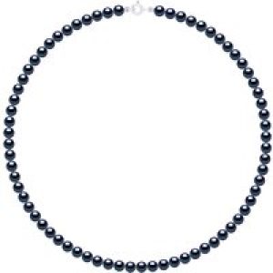 Ateliers Saint Germain Womens Necklace of Real Cultured Freshwater Pearls Round 5-6 mm – Black White Gold – One Size