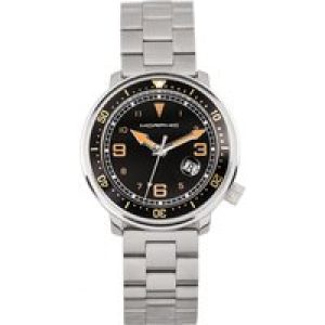 Morphic Mens M74 Sequence Leather-based-Band Watch w/Magnified Date Show – Black Stainless Metal – One Measurement