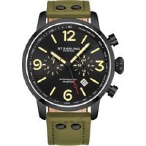 Stührling Mens 3956 Quartz Aviator – Black – One Size