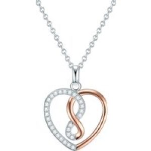 Rafaela Donata Womens Necklace with pendant sterling silver bicolor zirconia white – Silver & Rose Gold – Size 40cm