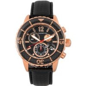 Morphic Mens M51 Series Chronograph Leather-Band Watch w/Date – Rose Gold Stainless Steel – One Size