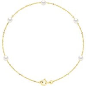 Ateliers Saint Germain Womens Bracelet – 5 Real Cultured Freshwater Pearls Round 4-5 mm – White Gold – One Size