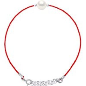 Diadema Womens – Bracelet – Red Nylon – Freshwater Pearl – White – One Size