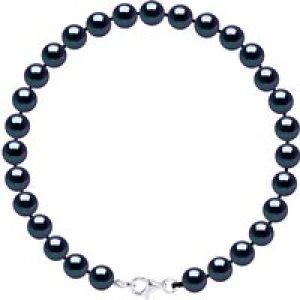 Diadema Womens – Bracelet – Real Freshwater Pearls – Black Tahitian Style – Silver – One Size
