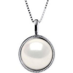 Diadema Womens AURA Necklace Freshwater Pearl White 9-10 mm 925 Silver – One Size