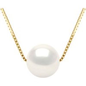 Diadema Womens – Necklace – Real Freshwater Pearls in Yellow Gold – White – One Size