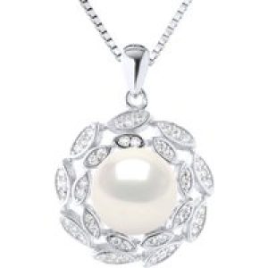 Diadema Womens SUN Necklace Freshwater Pearl White 9-10 mm 925 Silver – One Size