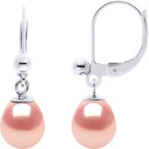 Diadema Womens – Earrings  Silver and Real Freshwater Pearls – Pink – One Size