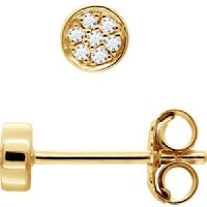 Diadema Womens – Earrings with Diamonds – Yellow Gold – White – One Size