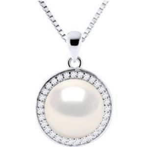Diadema Womens SUN Necklace Freshwater Pearl White 9-10 mm 925 Silver – One Size