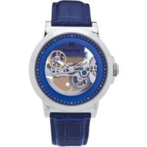 Heritor Automatic Mens Xander Semi-Skeleton Leather-Band Watch – Blue – One Size