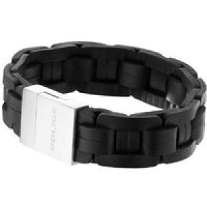 Police : “ARIZONA” BLACK WEAVING LEATHER BRACELET – Silver – One Size