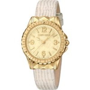 Roberto Cavalli WoMens Champagne Dial Beige Leather Watch – One Size