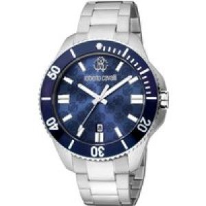Roberto Cavalli RC5G013M0095 Mens Quartz Stainless Steel Dark Blue 10 ATM 44 mm Watch – One Size