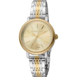Roberto Cavalli RC5L034M0075 Womens Quartz Champagne Stainless Steel 5 ATM 32 mm Watch – Silver & Gold – One Size