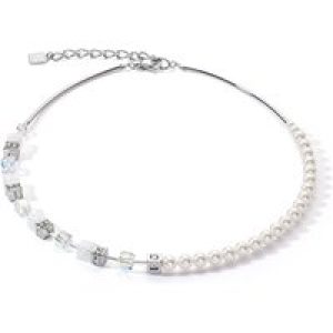 Coeur De Lion Valuable Fusion Silver Pearl White Cubes Necklace – 42cm
