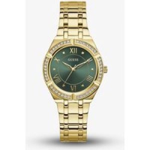 Guess Ladies Cosmo Gold Tone & Green Crystal Watch GW0033L8