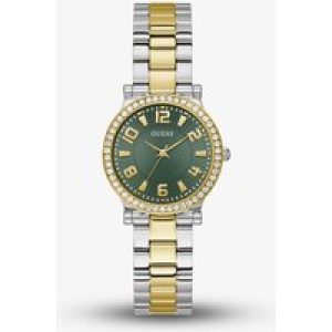 Guess Ladies Fawn Two Tone Green Crystal Watch GW0686L2