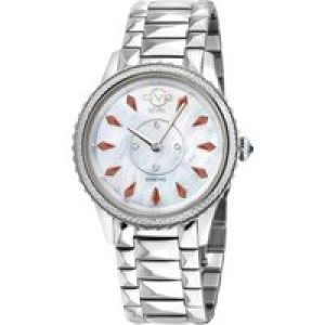 Gv2 Womens Siena Swiss Quartz MOP Dial 316L Stainless Steel Diamond Watch – Silver – One Size