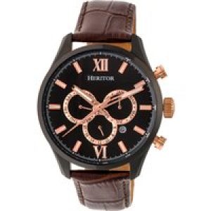 Heritor Automated Mens Benedict Leather-based-Band Watch w/ Day/Date – Brown Stainless Metal – One Measurement