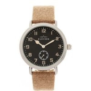 Elevon Mens Northrop Wool-Overlaid Leather-based-Band Watch – Tan Stainless Metal – One Dimension