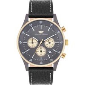 Rhodenwald & Söhne Mens Male Genuine leather Watch 43 mm – Gold/Grey Stainless Steel (archived) – One Size