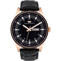 Rhodenwald & Söhne Mens Male Quartz Rose Gold Authentic Leather-based Black Watch Stainless Metal - One Dimension - Image 2