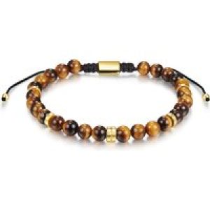 Männerglanz Mens Male Tiger Eye Bracelet – Brown Sterling Silver – One Dimension