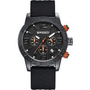 Breed Mens Double Agent Chronograph Watch with Date – Black Stainless Metal – One Measurement
