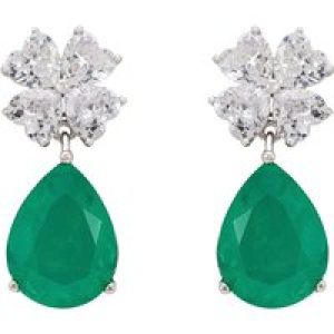 Latelita Womens Victoria Teardrop Earrings Silver Colombian Emerald – Inexperienced Sterling Silver – One Dimension