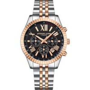 Anthony James Mens Hand Assembled Restricted Version Chrono Sports activities Two Tone – 5 Yr Guaranty – Silver & Rose Gold – One Measurement Stainless Metal – One Measurement